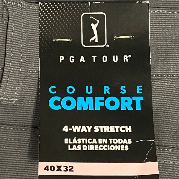 PGA Tour Men's 40"x32" Pants Dark Gray Heather Easy Care 4-Way Stretch NEW - Picture 10 of 12
